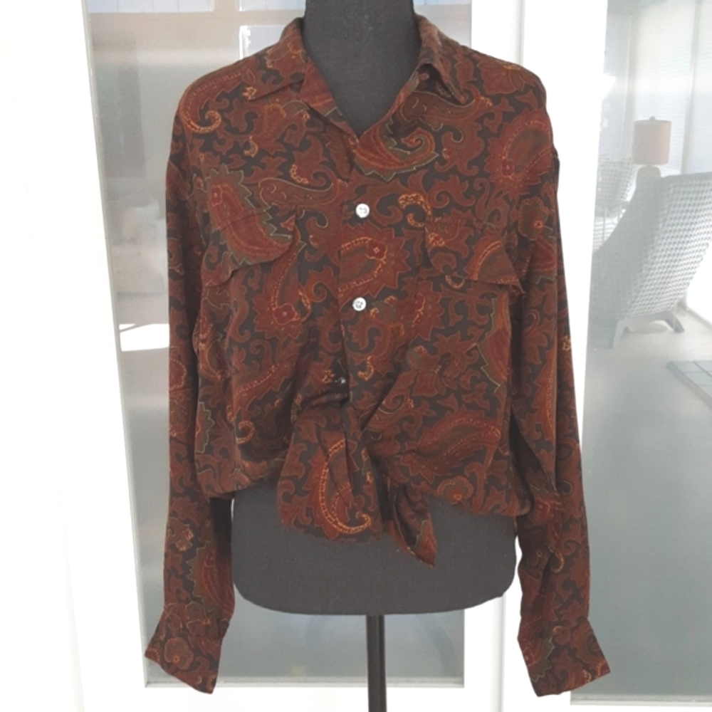 RALPH LAUREN Paisley Long Sleeve Blouse